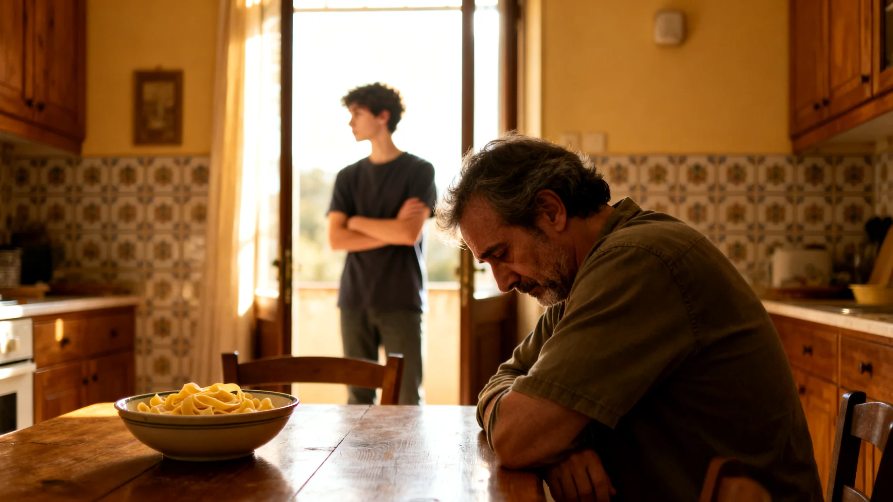 Genitori che provano sensi di colpa per non essere stati sufficientemente presenti durante la crescita dei propri figli, ora giovani adulti, e faticano a costruire un rapporto maturo con loro"