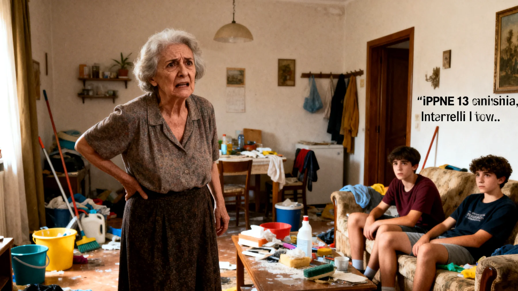 La nonna fatica a ottenere collaborazione dai nipoti adolescenti nelle attività quotidiane: si rifiutano di aiutare in casa, rimandano continuamente le richieste e mostrano disinteresse verso i compiti domestici condivisi"